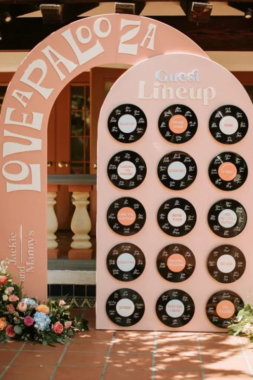 creative-music-festival-inspired-unique-wedding-seating-chart-ideas-with-vinyl-records